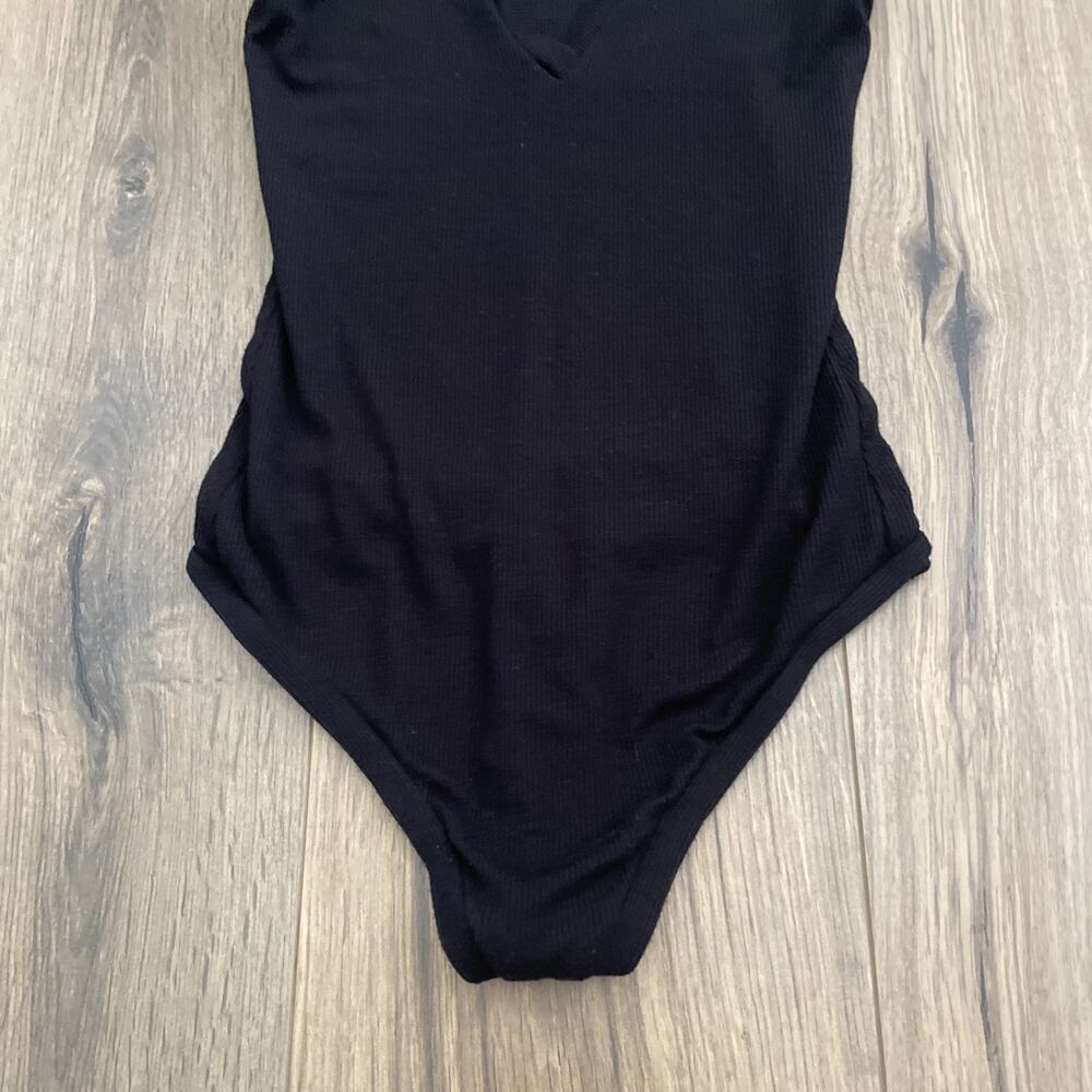 ALIX NYC Womens Black Stretch V Neck Sleeveless Thong Bodysuit Top Size XS - Picture 3 of 7